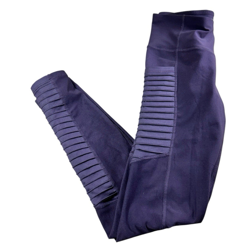 Layer 8 Purple Moto Athletic Leggings Sz Small Full Length Gym Yoga Sports Pants - Picture 7 of 7